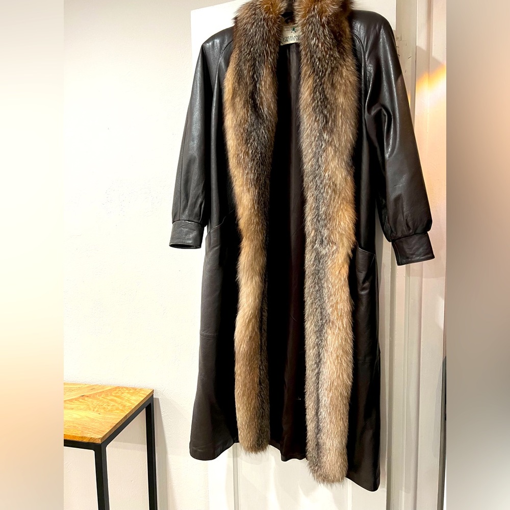 Leather and fur coat, full length